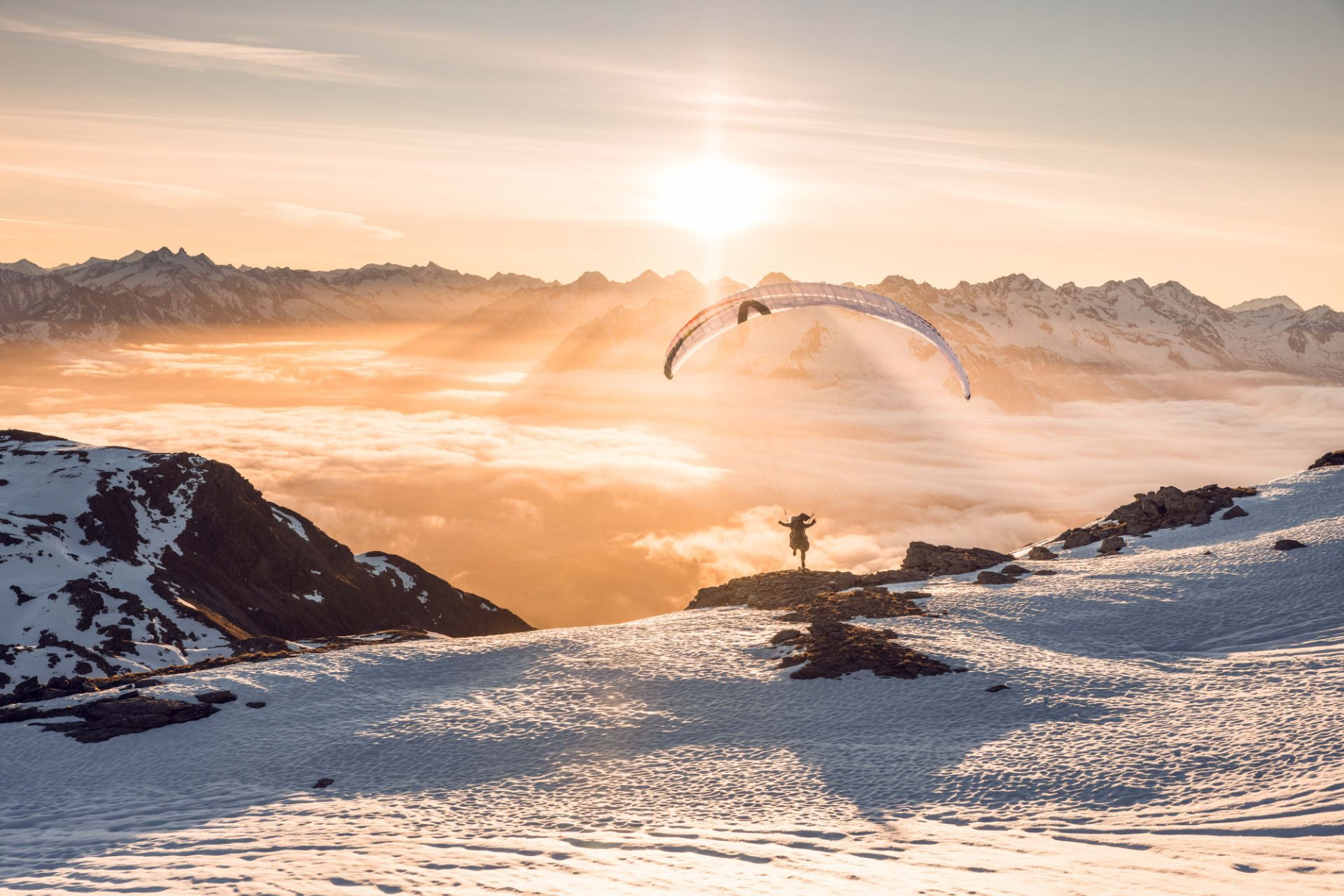 Paragleiten im Winter im Zillertal