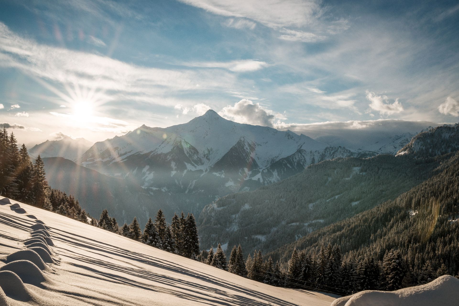 Aussicht im Winter - Hotel Bergkristall Hippach