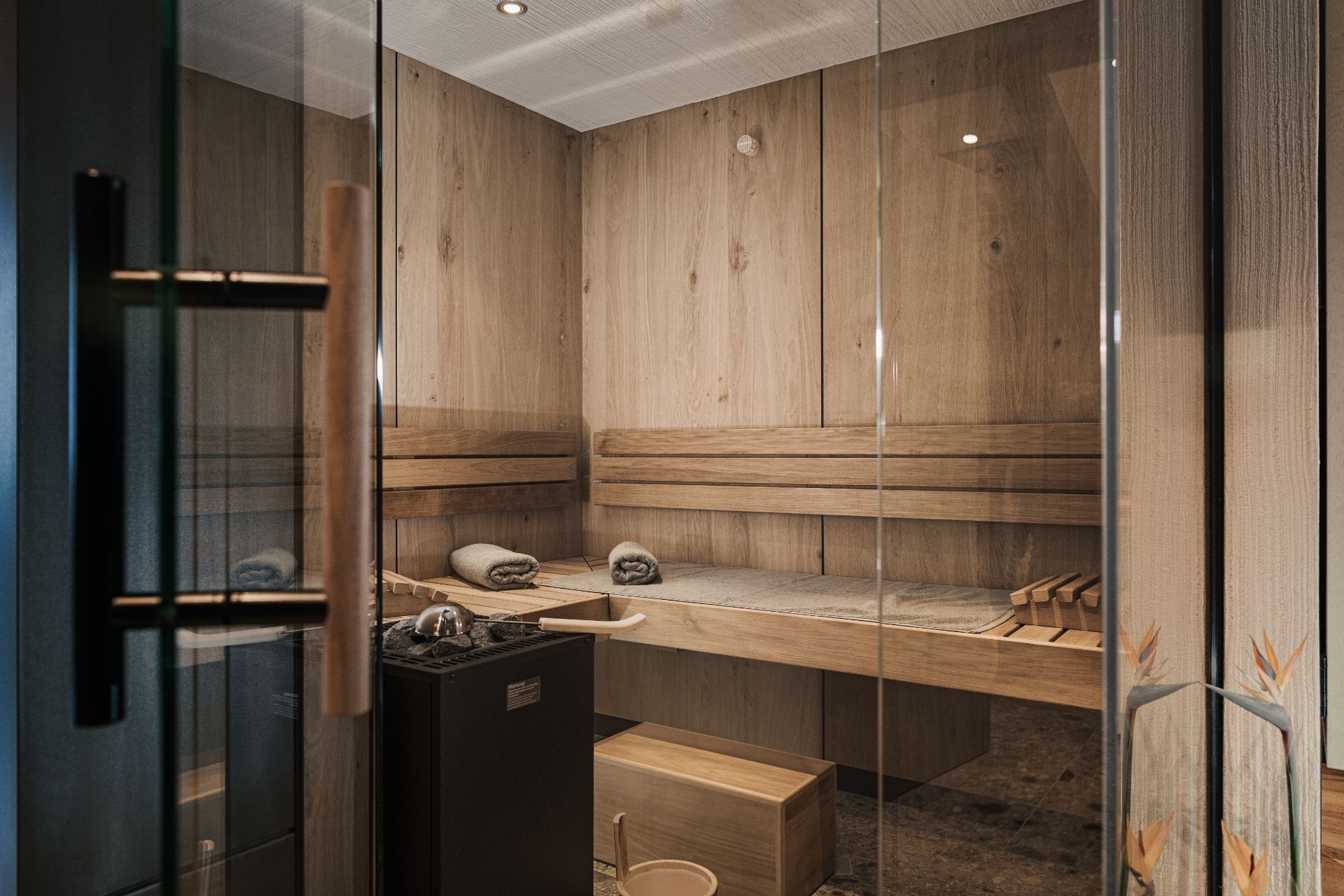 Sauna in der Suite Mountain View im Hotel Bergkristall Hippach